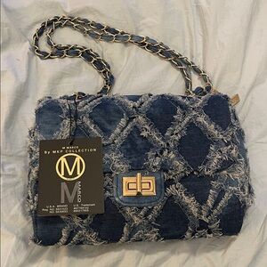 Blue Denim Quilted Shoulder Bag